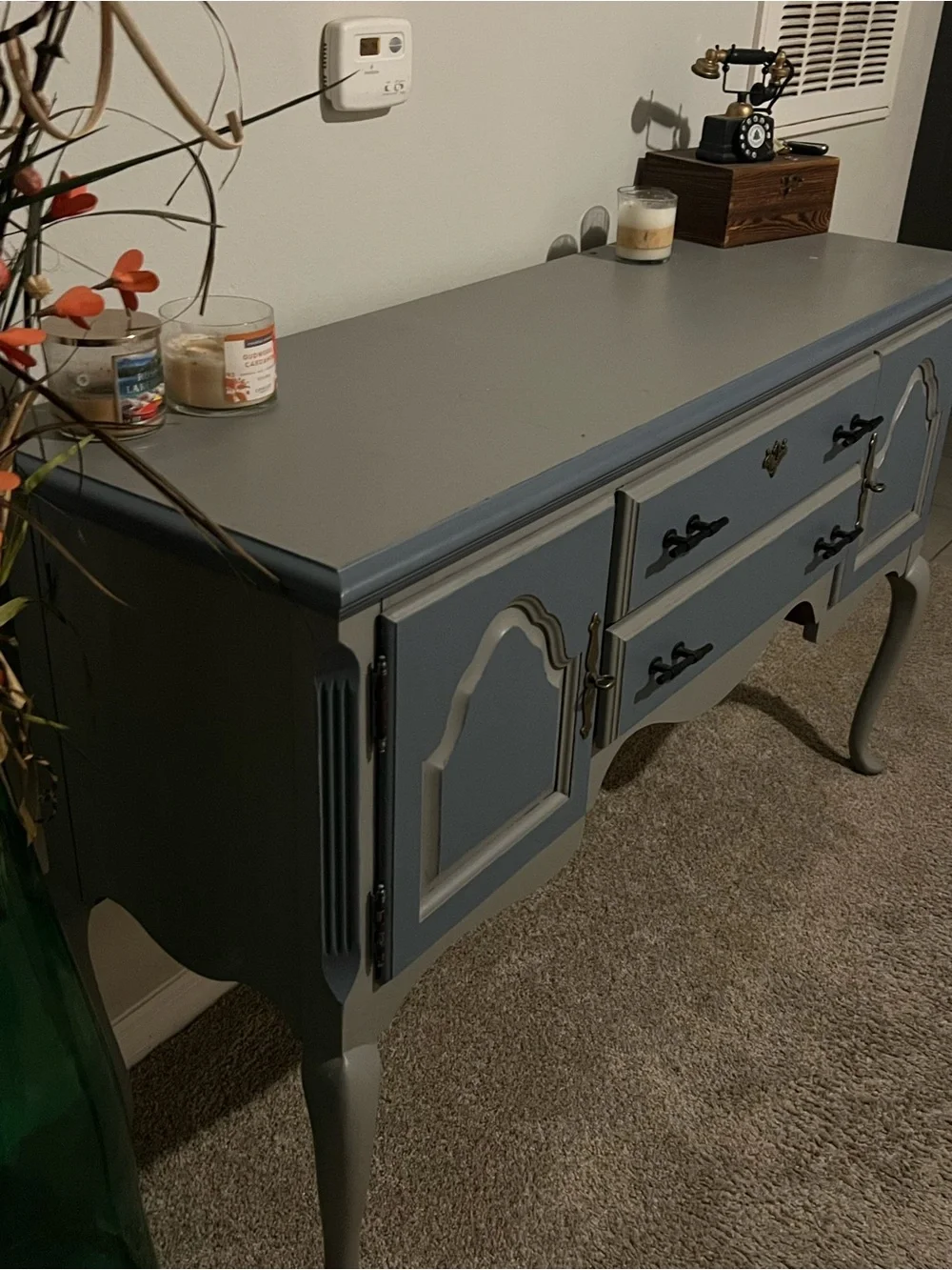 Blue & Gray Vintage-Style Sideboard Console Table